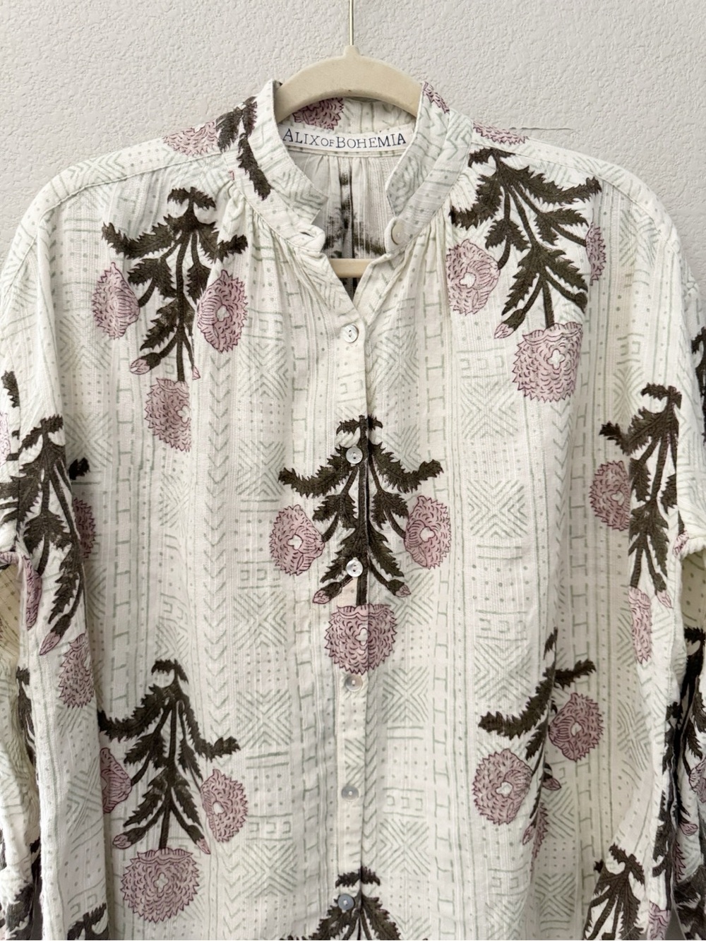 Alix of Bohemia Kiki Triple Bloom Shirt Small Cotton Boxy Relaxed Floral Boho - Picture 6 of 13